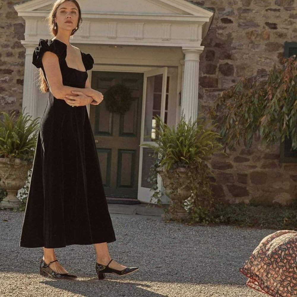 DOEN Celestine Dress Formal Velvet Midi Maxi Regency Ball Gown DÔEN - Picture 12 of 14